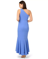 Adrianna Papell Women's Beaded One-Shoulder Crepe Gown