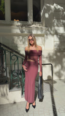 Blaire Off The Shoulder Maxi Dress - Chocolate