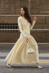 V-Neckline Draped Maxi Dress