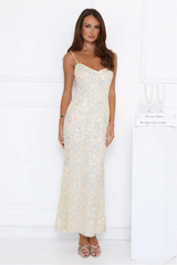 She's Always Right Lace Maxi Dress Yellow