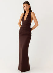 Ilaria Halter Maxi Dress - Chocolate