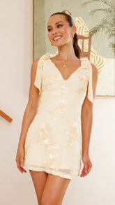 Usha Tie Strap Mini Dress - Yellow