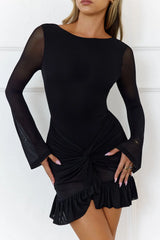 Lost In Translation Long Sleeve Mini Dress Black