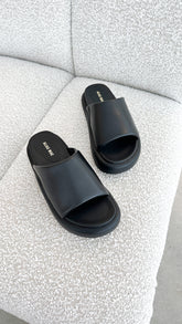 Thea Slide - Black Leather