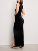 Velvet High Neck Maxi Dress