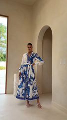 Lucia Long Sleeve Maxi Dress - Sapphire Print