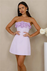 Wild Rose Affair Strapless Mini Dress Lilac