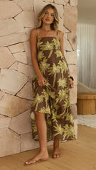 Marcel Maxi Dress - Brown/Green Palm