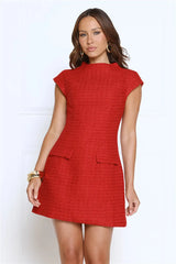 Good Outfit Day Tweed Mini Dress Red