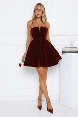 Fireside Luxe Velvet Mini Dress Wine