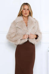 Night Spark Faux Fur Coat Beige