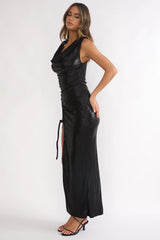 Lyrah Cowl Ruched Maxi Dress Black