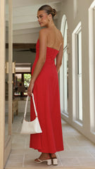 Astrid Strapless Maxi Dress - Red