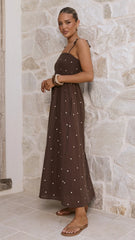 Tammy Maxi Dress - Chocolate Polka