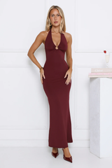 Hotter Now Halter Maxi Dress Wine