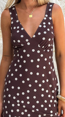Cassara Maxi Dress - Chocolate / White Polka Dot