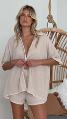 Eden Knit Top and Shorts Set - Taupe