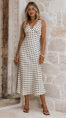 Daphne Maxi Dress - Cream Polka