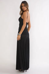 Orizel Pintuck Drop Waist Maxi Dress Sparkle Black