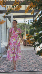 Solana Midi Dress - Pink Floral