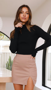 Tammy Knit Long Sleeve Top - Black