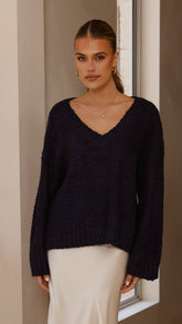 Silas Knit Top - Navy