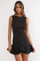 Chandelia Accordion Pleat Frill Mini Skirt Black