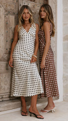 Daphne Maxi Dress - Cream Polka