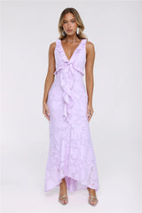 Shimmer Petal Maxi Dress Lilac