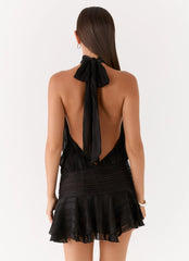 Willow Chiffon Mini Dress - Black
