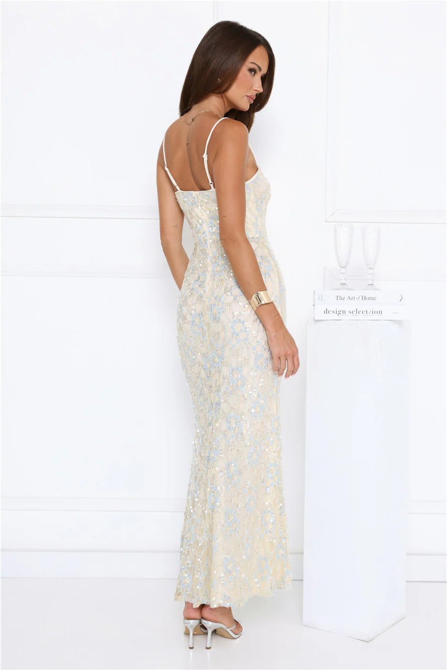She's Always Right Lace Maxi Dress Yellow