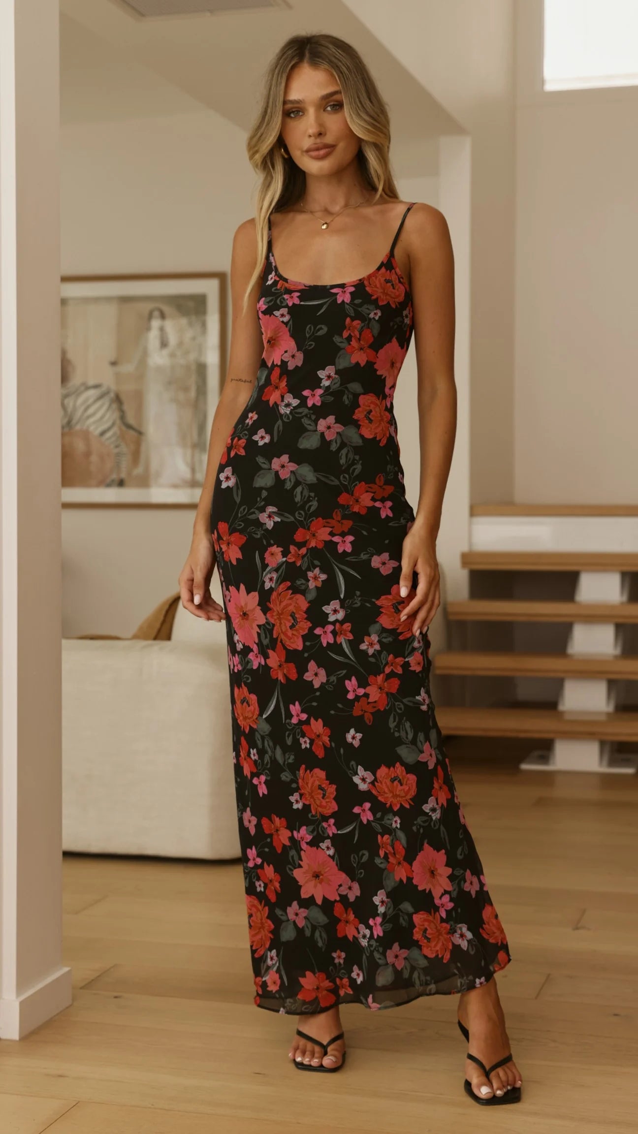 Trista Maxi Dress - Dark Floral