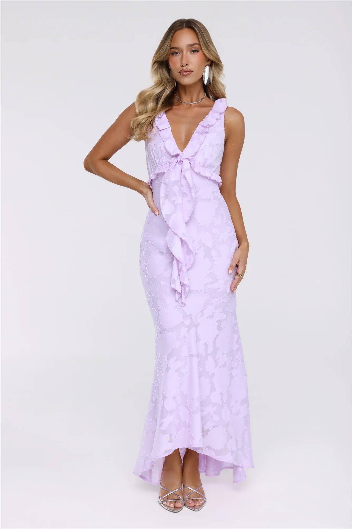 Shimmer Petal Maxi Dress Lilac