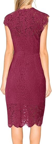MEROKEETY Sleeveless Lace Floral Elegant Cocktail Dress