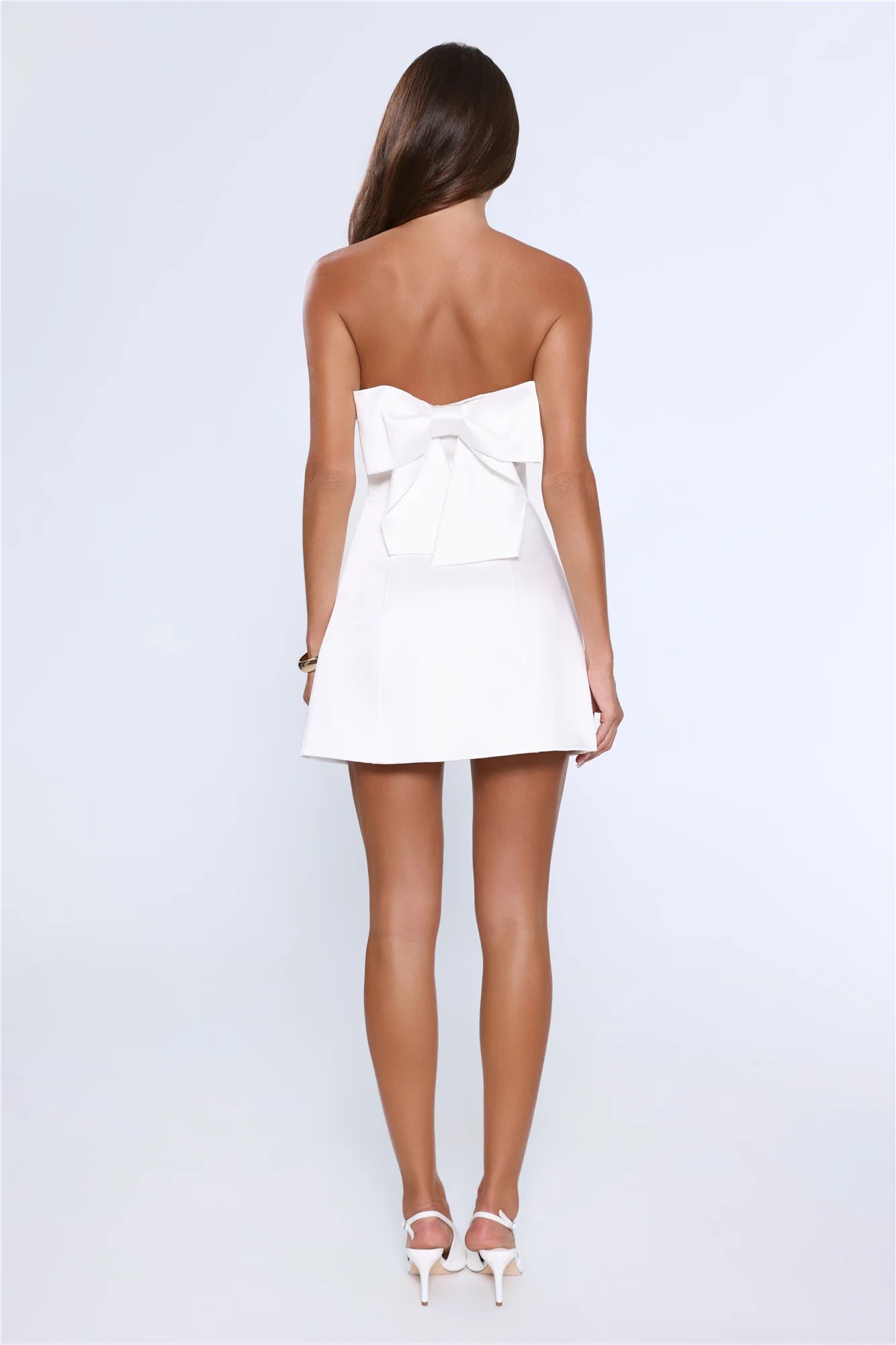 The Best Gift Satin Strapless Mini Dress White