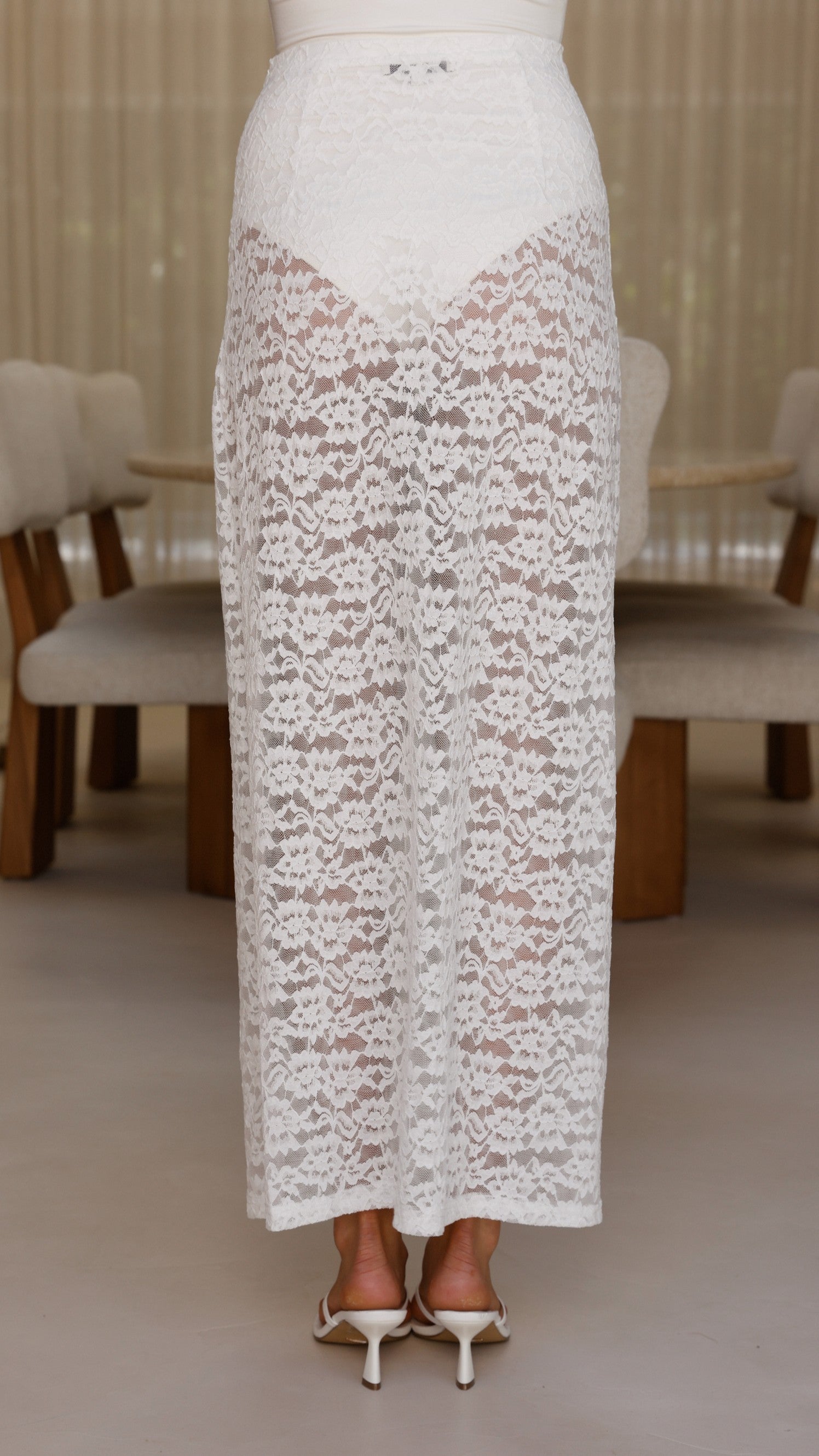Harlene Lace Maxi Skirt - White