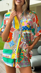 Mila Button Up Shirt - Dazzle Print