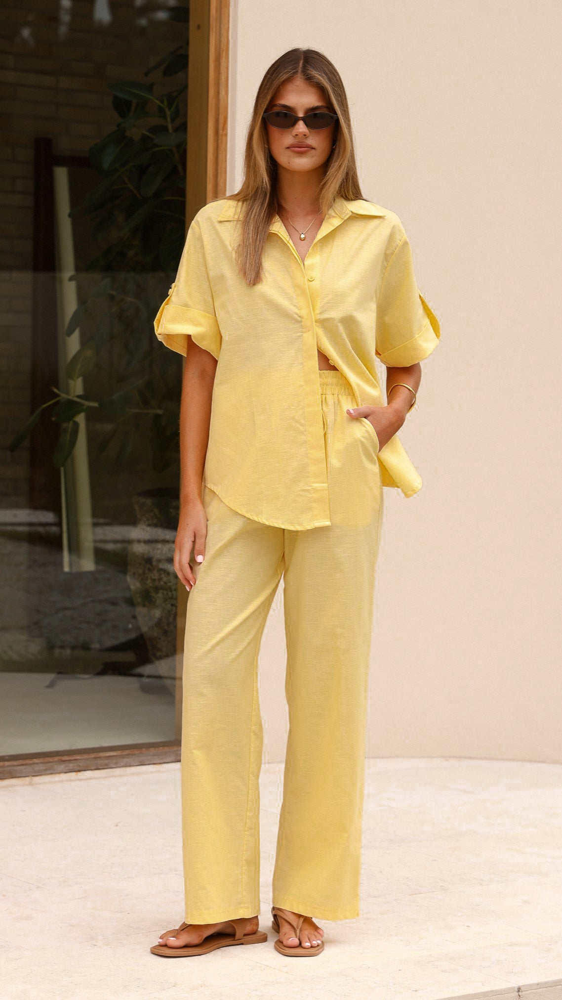 Vallerie Button Up Shirt - Yellow