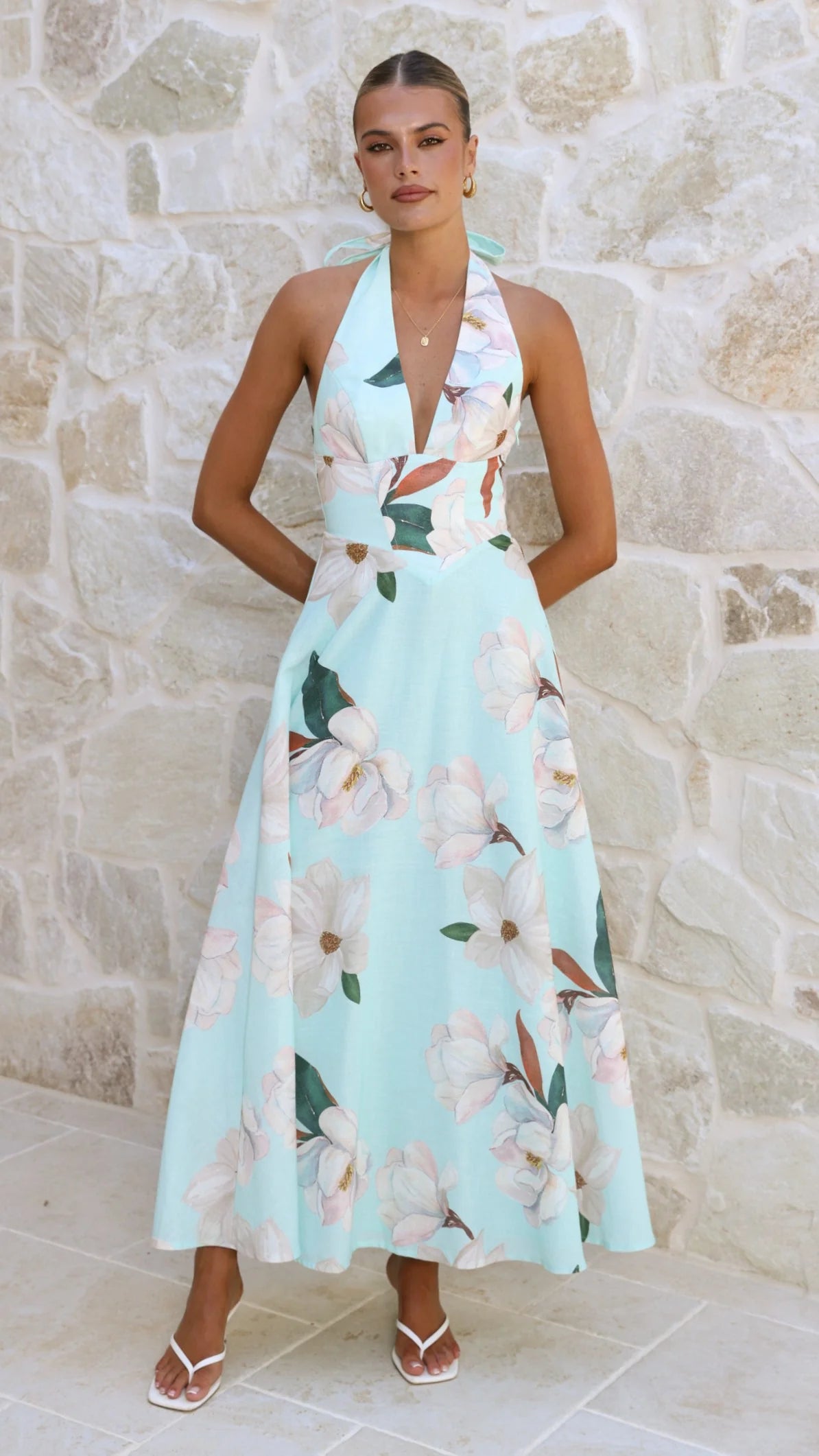 Skye Maxi Dress - Aqua/White Floral