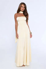 Satin Tempt Strapless Maxi Dress Lemon