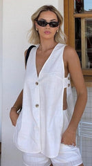 Hayley Vest and Shorts Set - White