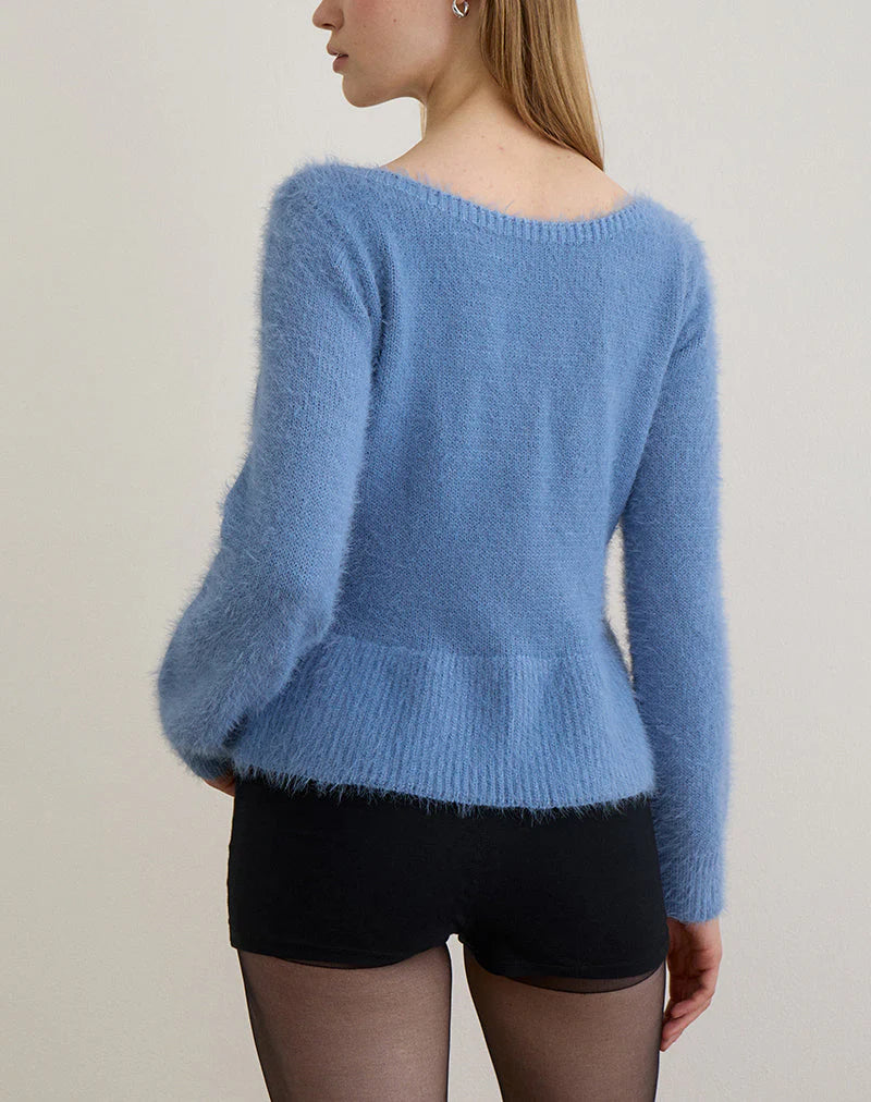 Mizuki Top in Knit Dusty Blue