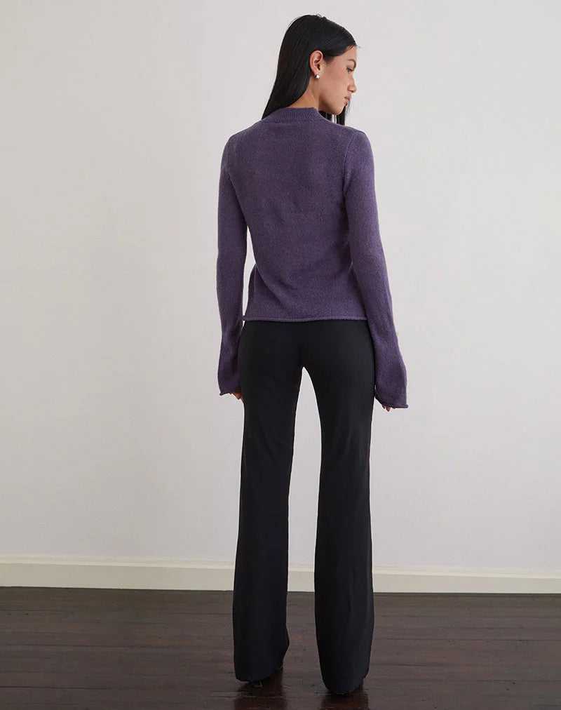 Miku Long Sleeve Top in Sheer Knit Purple