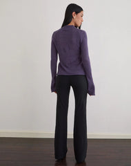 Miku Long Sleeve Top in Sheer Knit Purple