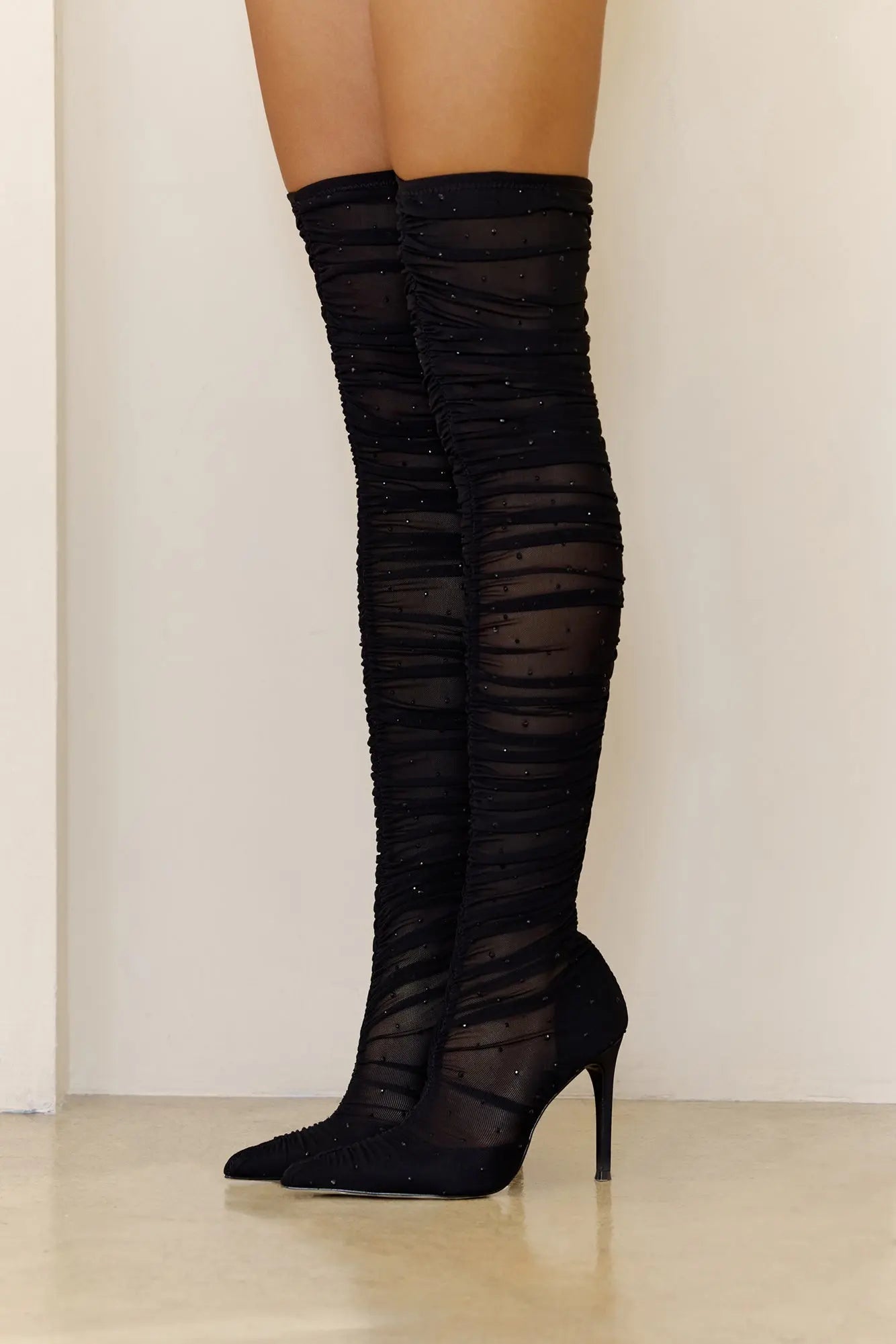 Rashida Mesh Boots Black