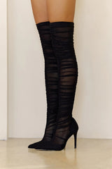 Rashida Mesh Boots Black