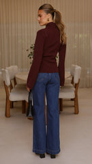 Lani Open Front Top - Burgundy