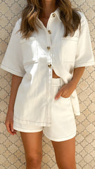Olivia Shirt and Shorts Set - White