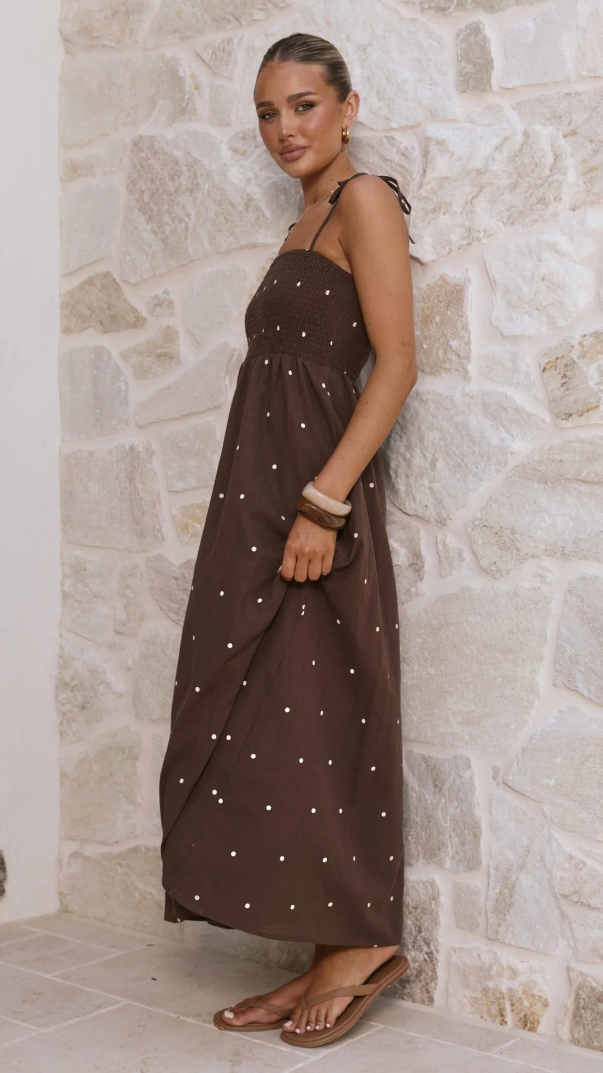 Tammy Maxi Dress - Chocolate Polka