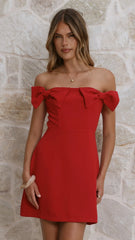 Taylor Bow Mini Dress - Red